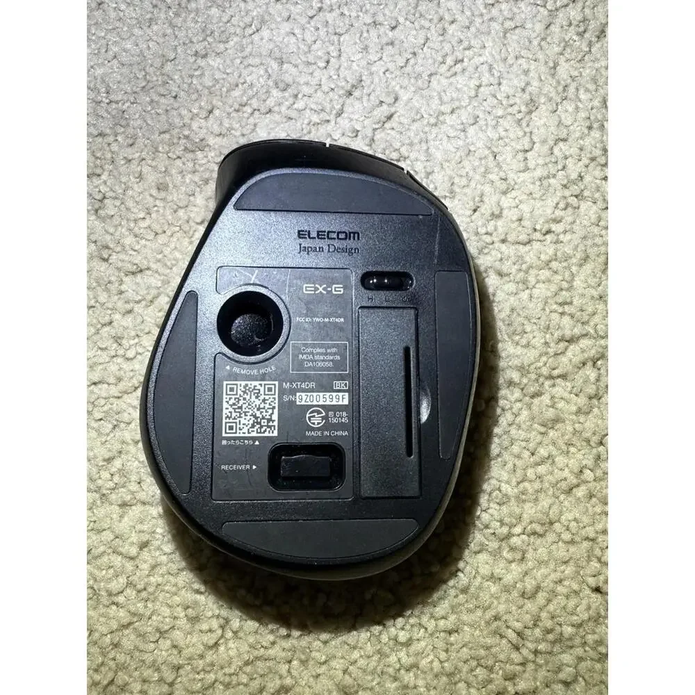 Elecom EX-G Wireless Trackball Left-Hand M-XT4DR Black Tested w/ Receiver